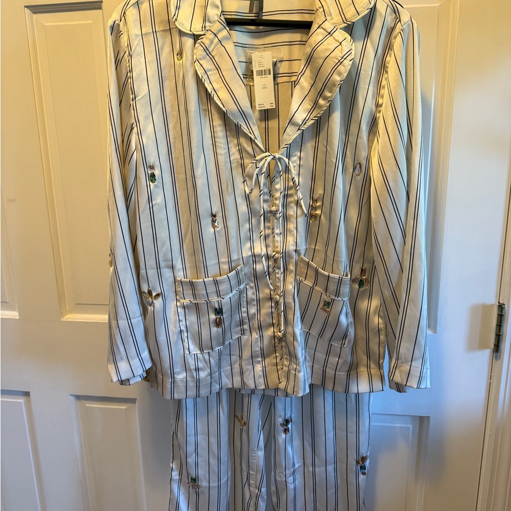 By Anthropology Silky Bejeweled PJ Set